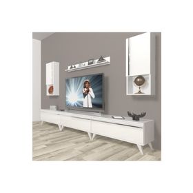 Decoraktiv Eko 270TA Mdf Retro Parlak Beyaz Tv Ünitesi