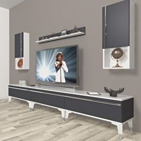 Decoraktiv Eko 270TA Mdf Silver Beyaz Antrasit Tv Ünitesi