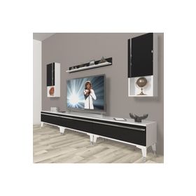 Decoraktiv Eko 270TA Mdf Silver Beyaz Siyah Tv Ünitesi