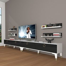 Decoraktiv Eko 360R Mdf Gold Beyaz Siyah Tv Ünitesi