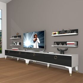 Decoraktiv Eko 360R Mdf Gold Beyaz Siyah Tv Ünitesi
