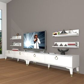 Decoraktiv Eko 360R Mdf Gold Parlak Beyaz Tv Ünitesi