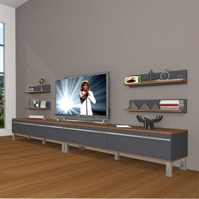 Decoraktiv Eko 360R Mdf Krom Ayaklı Ceviz Antrasit Tv Ünitesi
