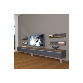 Decoraktiv Eko 360R Mdf Krom Ayaklı Ceviz Antrasit Tv Ünitesi