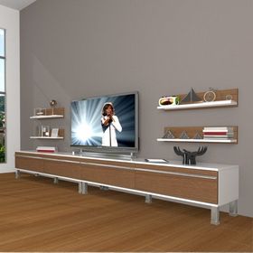 Decoraktiv Eko 360R Mdf Krom Ayaklı Ceviz Beyaz Tv Ünitesi