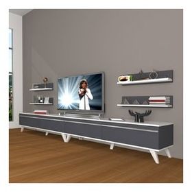 Decoraktiv Eko 360R Mdf Retro Beyaz Antrasit Tv Ünitesi