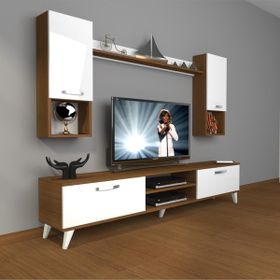 Decoraktiv Eko 360R Mdf Retro Beyaz Ceviz Tv Ünitesi