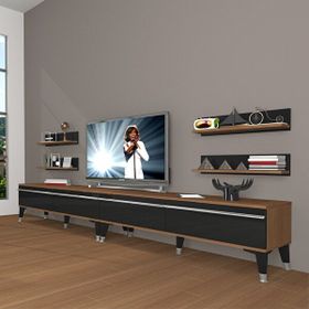 Decoraktiv Eko 360R Mdf Silver Ceviz Siyah Tv Ünitesi