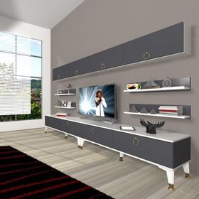 Decoraktiv Eko 360Y Mdf Gold Beyaz Antrasit Tv Ünitesi