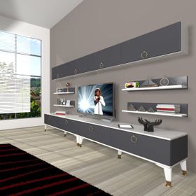 Decoraktiv Eko 360Y Mdf Gold Beyaz Antrasit Tv Ünitesi