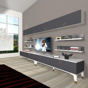 Decoraktiv Eko 360Y Mdf Gold Beyaz Antrasit Tv Ünitesi