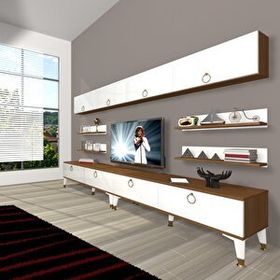 Decoraktiv Eko 360Y Mdf Gold Ceviz Beyaz Tv Ünitesi