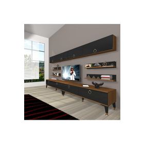 Decoraktiv Eko 360Y Mdf Gold Ceviz Siyah Tv Ünitesi