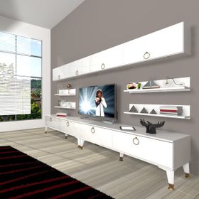 Decoraktiv Eko 360Y Mdf Gold Parlak Beyaz Tv Ünitesi