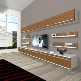 Decoraktiv Eko 360Y Mdf Krom Ayaklı Beyaz Ceviz Tv Ünitesi