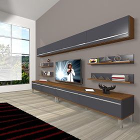 Decoraktiv Eko 360Y Mdf Krom Ayaklı Ceviz Antrasit Tv Ünitesi
