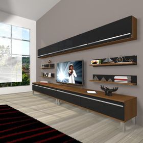 Decoraktiv Eko 360Y Mdf Krom Ayaklı Ceviz Siyah Tv Ünitesi