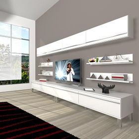 Decoraktiv Eko 360Y Mdf Krom Ayaklı Parlak Beyaz Tv Ünitesi