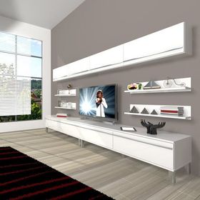 Decoraktiv Eko 360Y Mdf Krom Ayaklı Parlak Beyaz Tv Ünitesi