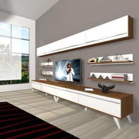Decoraktiv Eko 360Y Mdf Retro Beyaz Ceviz Tv Ünitesi