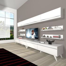 Decoraktiv Eko 360Y Mdf Retro Parlak Beyaz Tv Ünitesi
