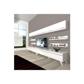 Decoraktiv Eko 360Y Mdf Retro Parlak Beyaz Tv Ünitesi