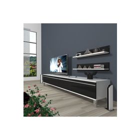 Decoraktiv Eko 4 Mdf Beyaz Siyah Std Krom Ayaklı Tv Ünitesi