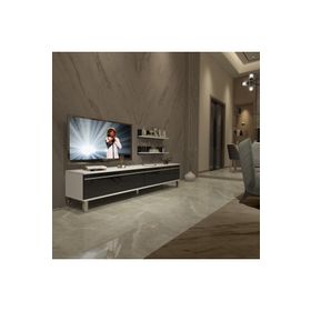 Decoraktiv Eko 4 Mdf Beyaz Siyah Std Krom Ayaklı Tv Ünitesi