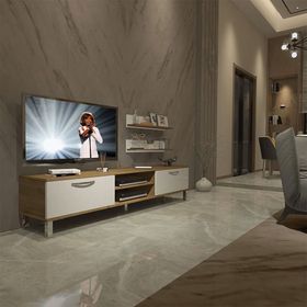 Decoraktiv EKO 4 Mdf Dvd Beyaz Pera Krom Ayaklı Tv Ünitesi