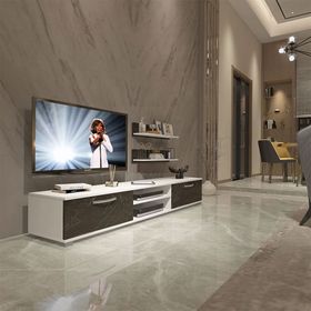 Decoraktiv EKO 4 Mdf Dvd Beyaz Siyah Mermer Tv Ünitesi
