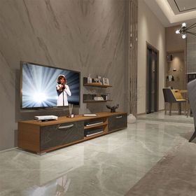 Decoraktiv EKO 4 Mdf Dvd Ceviz Siyah Mermer Tv Ünitesi