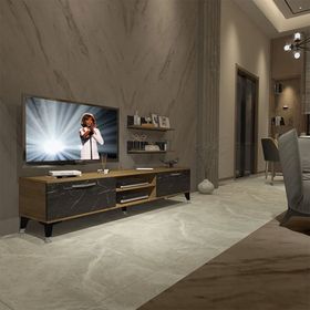 Decoraktiv EKO 4 Mdf Dvd Pera Siyah Mermer Silver Tv Ünitesi