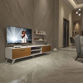 Decoraktiv Eko 4 Mdf Dvd Retro Ceviz Beyaz Tv Sehpa Ünitesi
