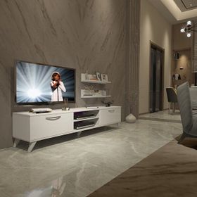 Decoraktiv Eko 4 Mdf Dvd Retro Parlak Beyaz Tv Sehpa Ünitesi