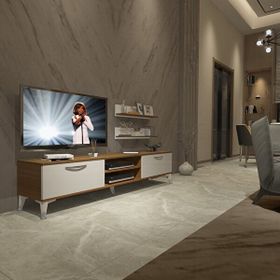 Decoraktiv Eko 4 Mdf Dvd Silver Beyaz Ceviz Tv Sehpa Ünitesi