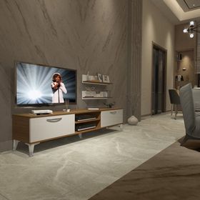 Decoraktiv Eko 4 Mdf Dvd Silver Beyaz Ceviz Tv Sehpa Ünitesi