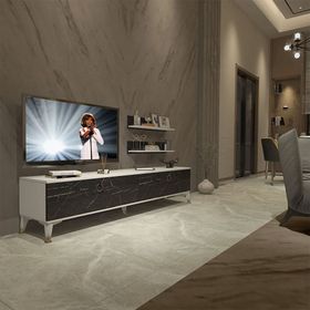 Decoraktiv EKO 4 Mdf Std Beyaz Siyah Mermer Gold Tv Ünitesi
