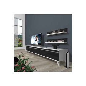 Decoraktiv Eko 4 MDF STD Beyaz Siyah Retro TV Ünitesi