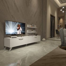 Decoraktiv Eko 4 Slm Std Retro Parlak Beyaz Tv Sehpa Ünitesi