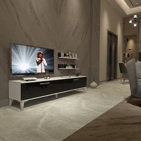 Decoraktiv Eko 4 Slm Std Silver Beyaz Siyah Tv Sehpa Ünitesi