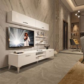 Decoraktiv Eko 5 Mdf Dvd Silver Parlak Beyaz Tv Sehpa Ünitesi