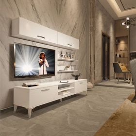Decoraktiv Eko 5 Mdf Dvd Silver Parlak Beyaz Tv Sehpa Ünitesi