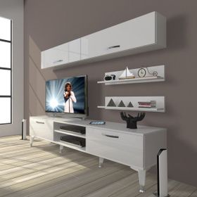Decoraktiv Eko 5 Mdf Dvd Silver Parlak Beyaz Tv Sehpa Ünitesi