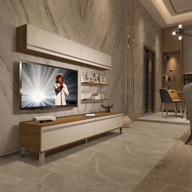 Decoraktiv EKO 5 Mdf Std Beyaz Pera Krom Ayaklı Tv Ünitesi