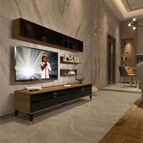 Decoraktiv EKO 5 Mdf Std Pera Siyah Gold Tv Ünitesi
