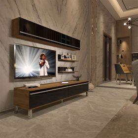Decoraktiv EKO 5 Mdf Std Pera Siyah Krom Ayaklı Tv Ünitesi