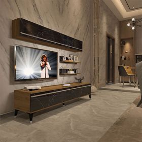 Decoraktiv EKO 5 Mdf Std Pera Siyah Mermer Silver Tv Ünitesi