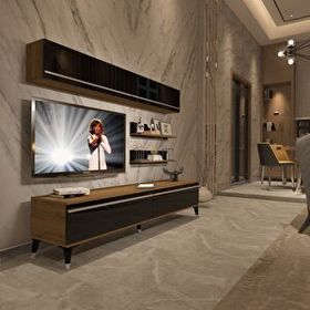 Decoraktiv Eko 5 Mdf Std Silver Pera Siyah Tv Sehpa Ünitesi