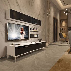Decoraktiv Eko 5 Slm Std Silver Beyaz Siyah Tv Sehpa Ünitesi