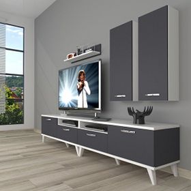 Decoraktiv Eko 5200D Mdf Retro Beyaz Antrasit Tv Sehpa Ünitesi